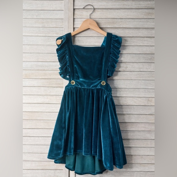 Stella Phoenix Velvet Pinafore Dress. Excellent Condition. Teal Green. HTF